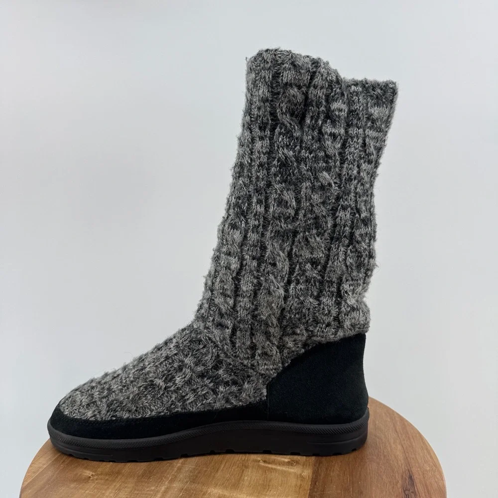 ABEO Kenora Charcoal Cable Knit Suede Winter Boots Gray Black Women's Size 10‎